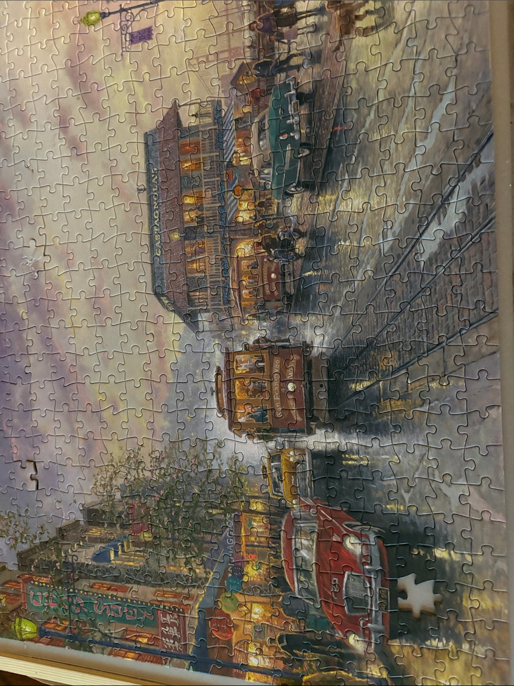 1 Piece is missing Buffalo David Bitton Red and Green Vintage Street Scene Puzz